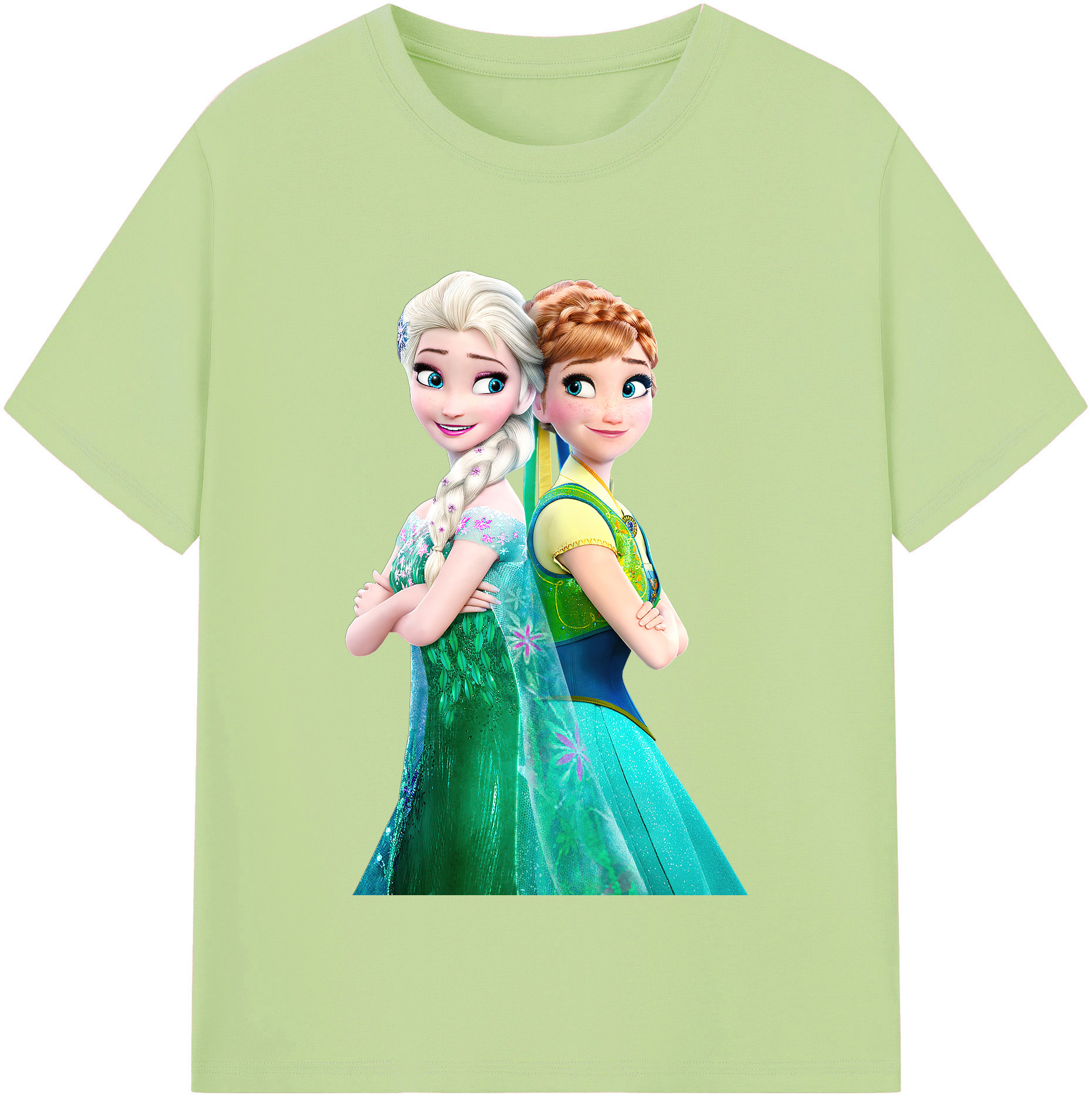 （画像用） アナと雪の女王 アンナ エルサ Frozen Anna Elsa 綿100％半袖Tシャツ（フロントプリント）